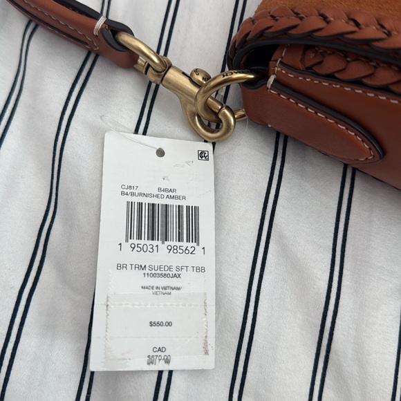 Coach Braided Trim Mixed Leather with Suede Flap Soft Tabby Shoulder Bag NWT - Picture 7 of 17